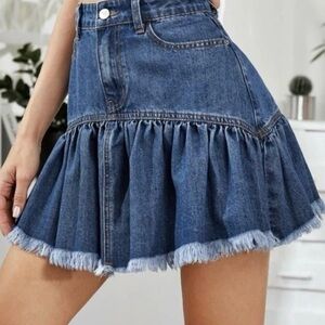 Hayden Blue Denim Skater Skirt Size S